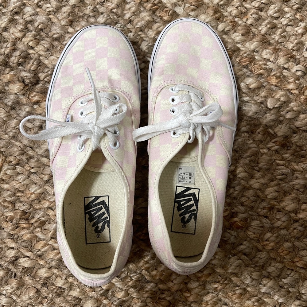 Vans Pink and White Checkered Sneakers